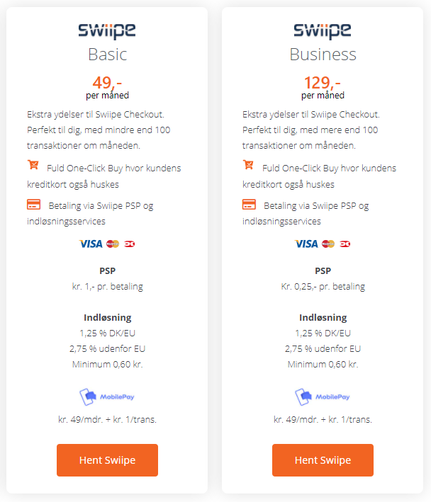 Swiipe Betaling via MobilePay