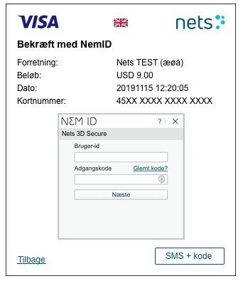 SCA NemID log-in page
